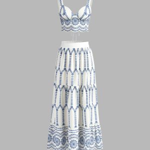 Printed Sleeveless Tie Back Skirt Set