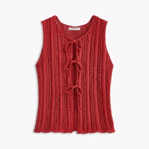 Knit Tie-Front Sleeveless Vest
