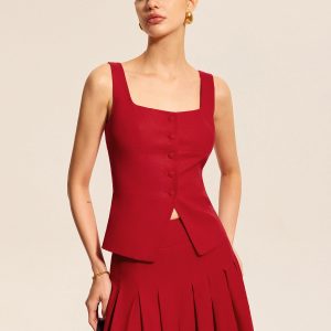 Cotton & Linen Square Neck Vest Top