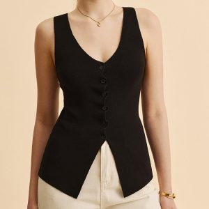 Lettuce Trim Split Sweater Vest