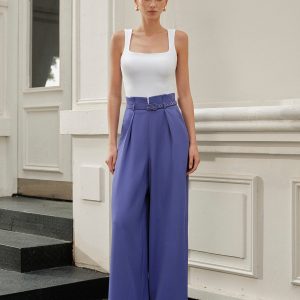 High-Waist Belted Wide-Leg Pants