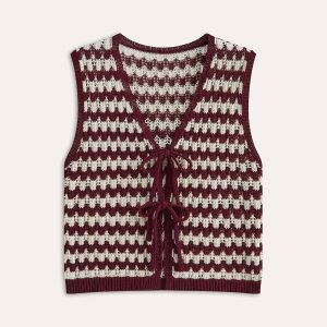 Contrast Bow-Tie Knit Top