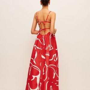 Printed Back Tie Detail Dress