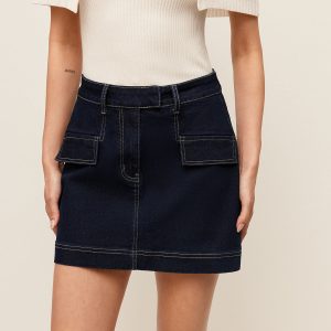 Denim Skirt With Decor Pockets