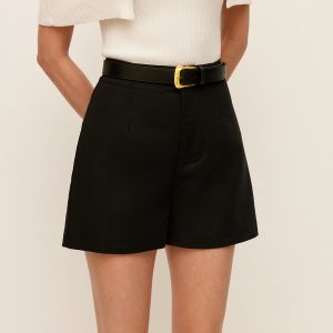 Cotton & Linen Pocket Detail Shorts Without Belt
