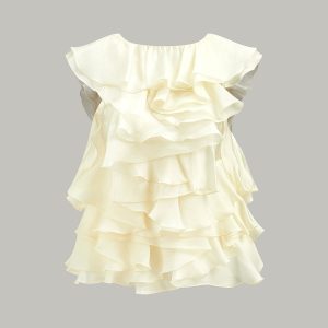 Ruffle Detail Keyhole Back Top