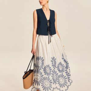 Tie Front Beaded Sleeveless Top