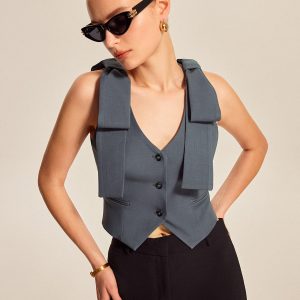 Bow Shoulder Tailored Vest