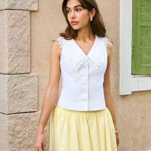 Cotton & Linen Lace Embroidery Top