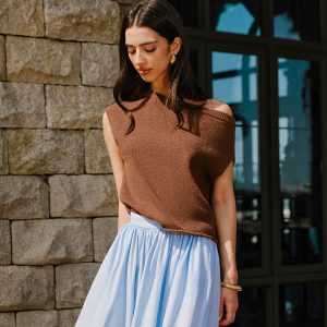 Cotton Off-Shoulder Knit Top