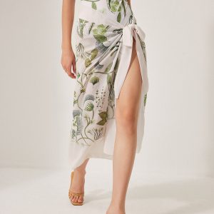 Chiffon Tie-Detail Cover-Up Skirt