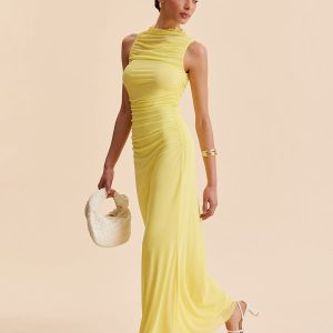Mesh Ruched Sleeveless Dress