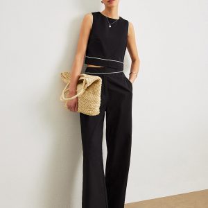 Cotton & Linen Pants Set With Pockets