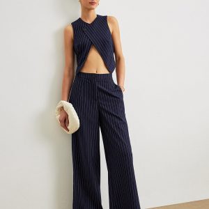 Pinstripe Pants Set With Pockets