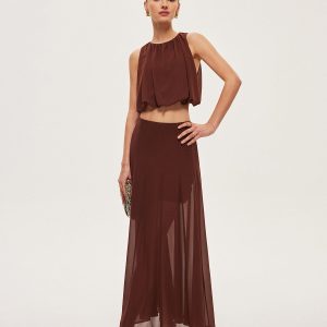 Chiffon Sleeveless Crop Top