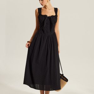 Cotton Sweetheart Neckline Dress