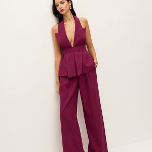 Halter Neck Belted Pocketed Pants Set
