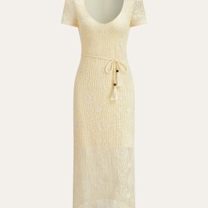 Crochet Belted Midi Dress