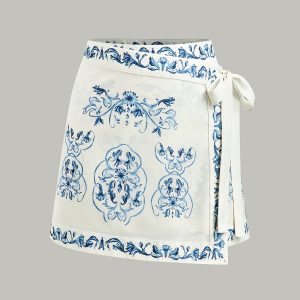 Floral Print Tie-Waist Wrap Skirt