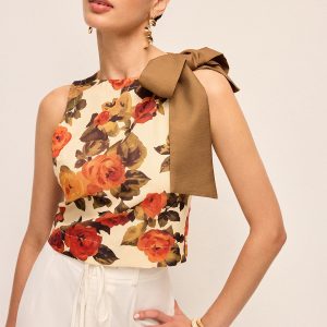 Floral Print Bow Detail Tank Top