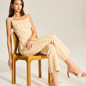 Gingham Print Pants Set
