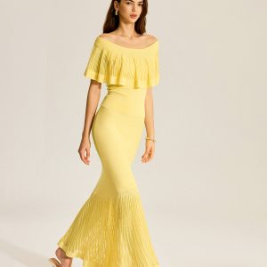 Tulle-Paneled Knitted Skirt