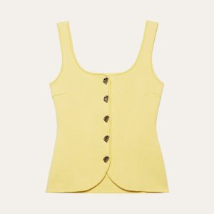 Curved Hem Ribbed Knit Vest