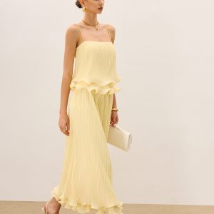 Pleated Layered Ruffle Skirt Set