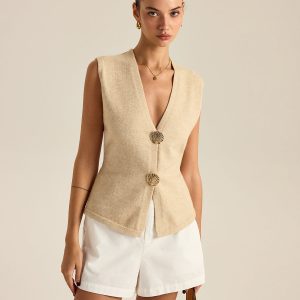 Sleeveless V-Neck Vest