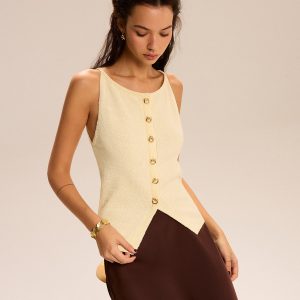Knit Button-Front Tank Top
