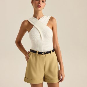Ribbed Knit Crisscross Tank Top