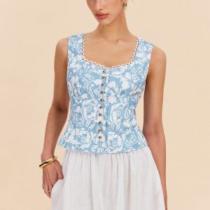 Floral Print Button-Front Top
