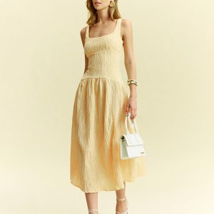 Textured Sleeveless Midi Dress