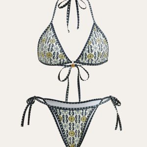 Patterned Halter Bikini Set
