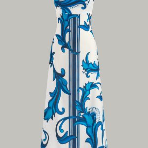 Strapless Floral Print Maxi Dress