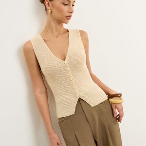 Knit Button-Front Vest