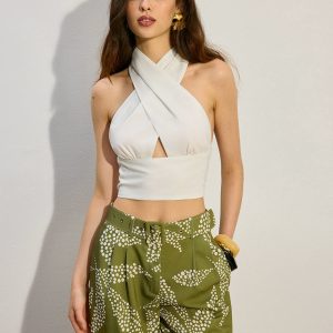 Cross Halter Cut-Out Tank Top