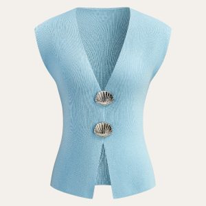 Shell Button Knit Vest