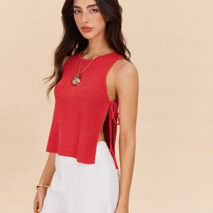 Knit Top With Side Tie Detail