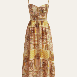 Paisley Print Spaghetti Strap Midi Dress