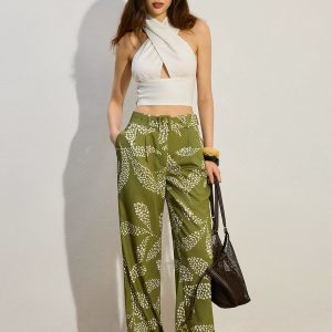 Printed Mid-Rise Thin Pants