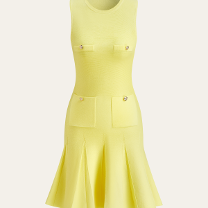 Sleeveless Knit Dress With Pocket Detail