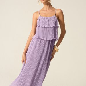 Tiered Pleated Maxi Dress