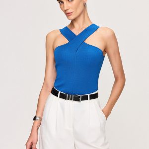 Cross-Over Neckline Knit Top