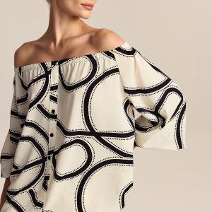 Patterned Off-Shoulder Blouse