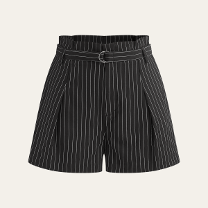 Belted Striped Shorts