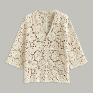 Semi-Sheer Floral Lace Top
