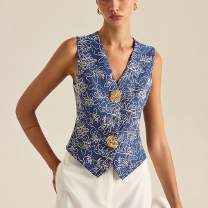Floral Embroidered Vest