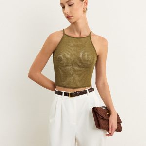 Semi-Sheer Knit Crop Top