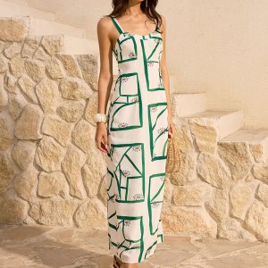 Geometric Print Maxi Dress